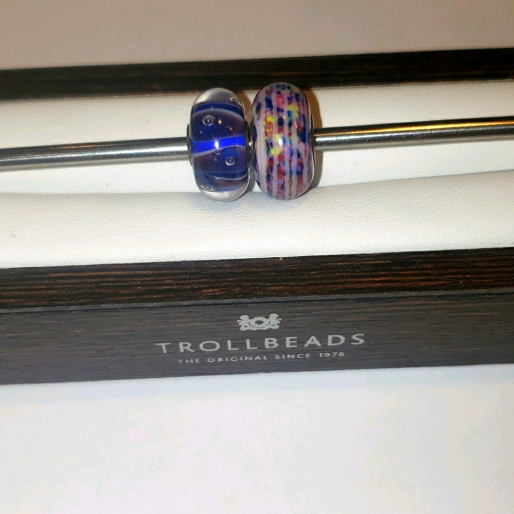 Authentic Trollbeads 2 purple glass beads